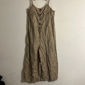SO Tan Wide-Leg Jumpsuit. Size Large.